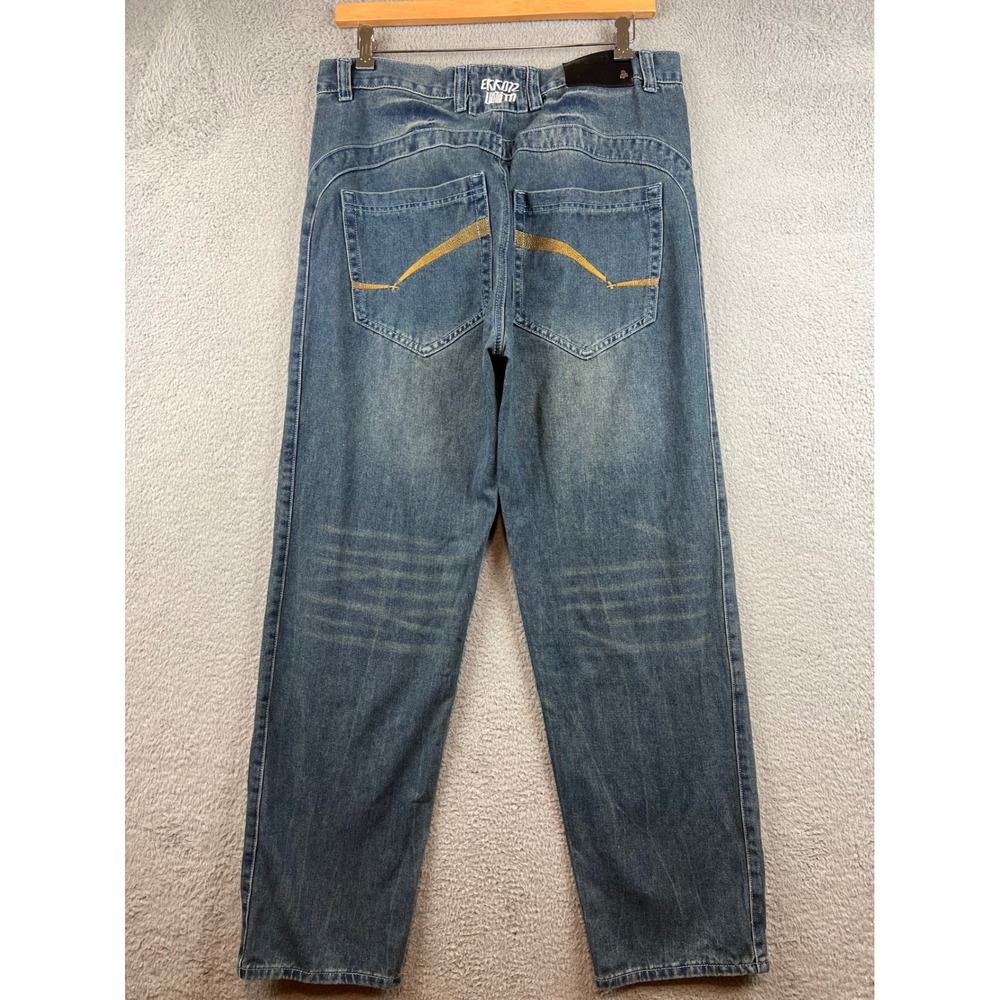 Playbigg Jeans Mens 36 Baggy Wide Leg Blue Denim Hip Hop Street Y2K